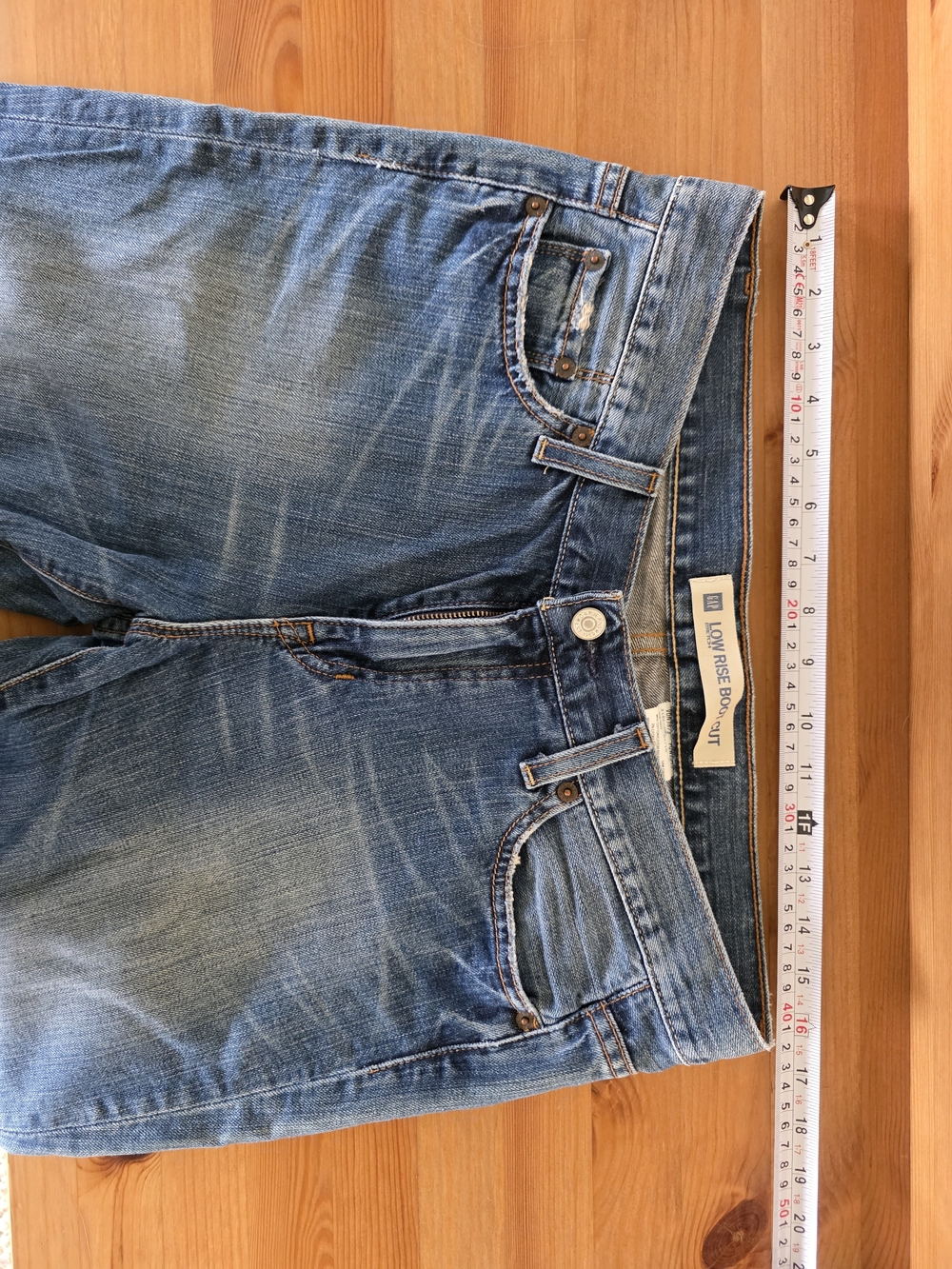 GAP 1969 Frayed Dark Blue Denim Jeans with Contrast Stitching Women 10 - Picture 3 of 8
